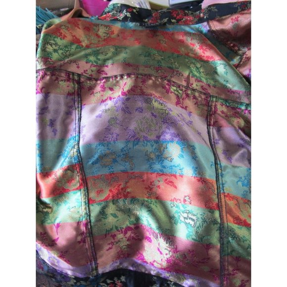 Asian Inspired Jewel Tone Brocade Trucker Style Jacket Spenser Jeremy Lg EUC - Picture 13 of 14